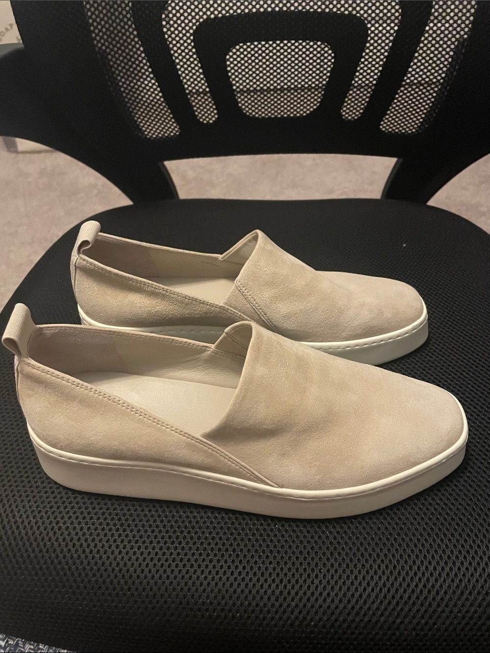 VINCE Women’s Saxon 2 Slip-On Suede Sneakers in Light Beige